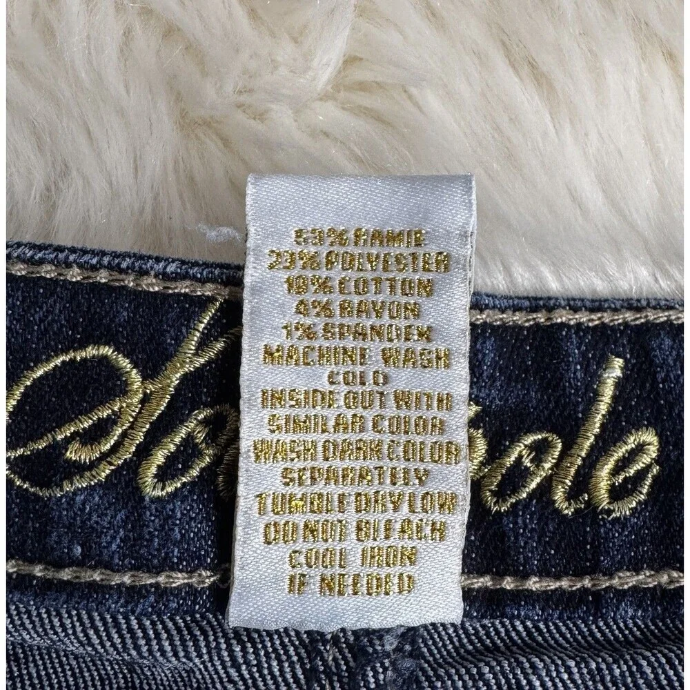 Southpole Mini Skirt Juniors 9 Embellished Dark Blue Denim Stretch Measures W30